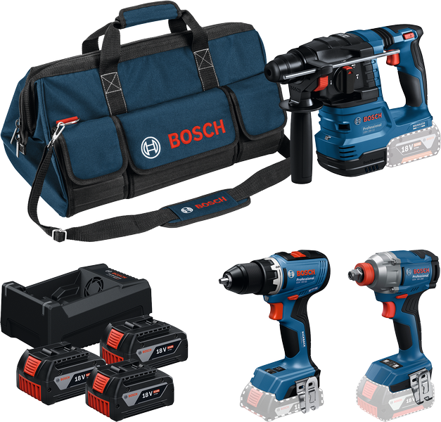 Bosch Verktygspaket 18V GSR GDX GBH med 3x5Ah batterier & laddare