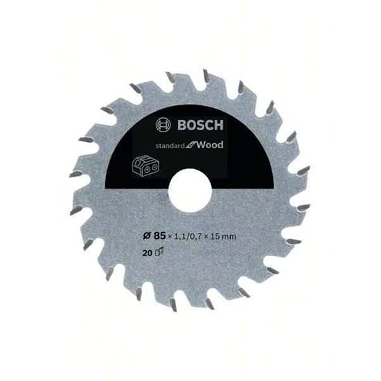 Bosch Standard for Wood -pyörösahanterä johdottomiin sahoihin 85 x 1,1 / 0,7 x 15 T20