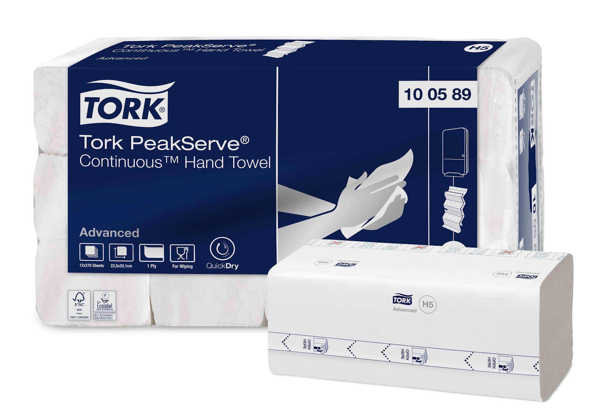 Pappershandduk Tork PeakServe Continuous H5 Advanced 1-Lag Vit 3240st/fp