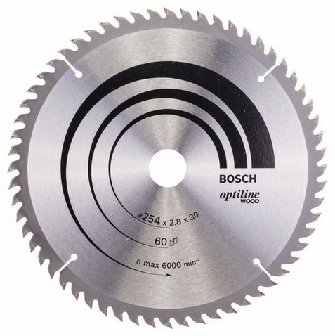 Bosch Sahanterä Optiline Wood, 254x2,8x30 mm, 60T