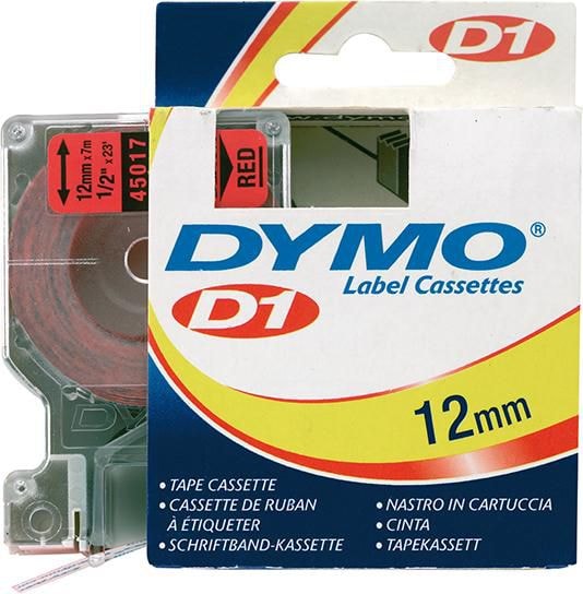 Dymo Märkband Nr. 45017, Svart/Rött, 12mmx7m -