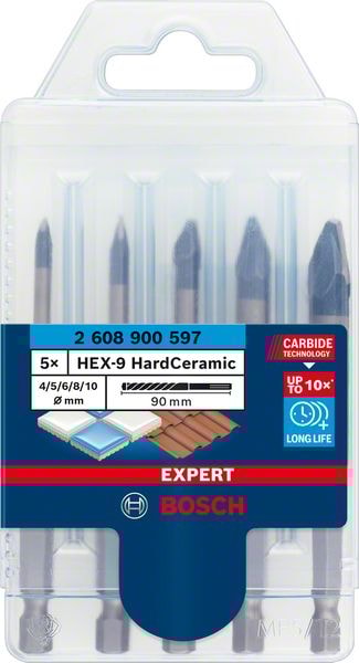 Bosch Poranteräsarja HEX HardCeramic 4–10 mm, 5 kpl