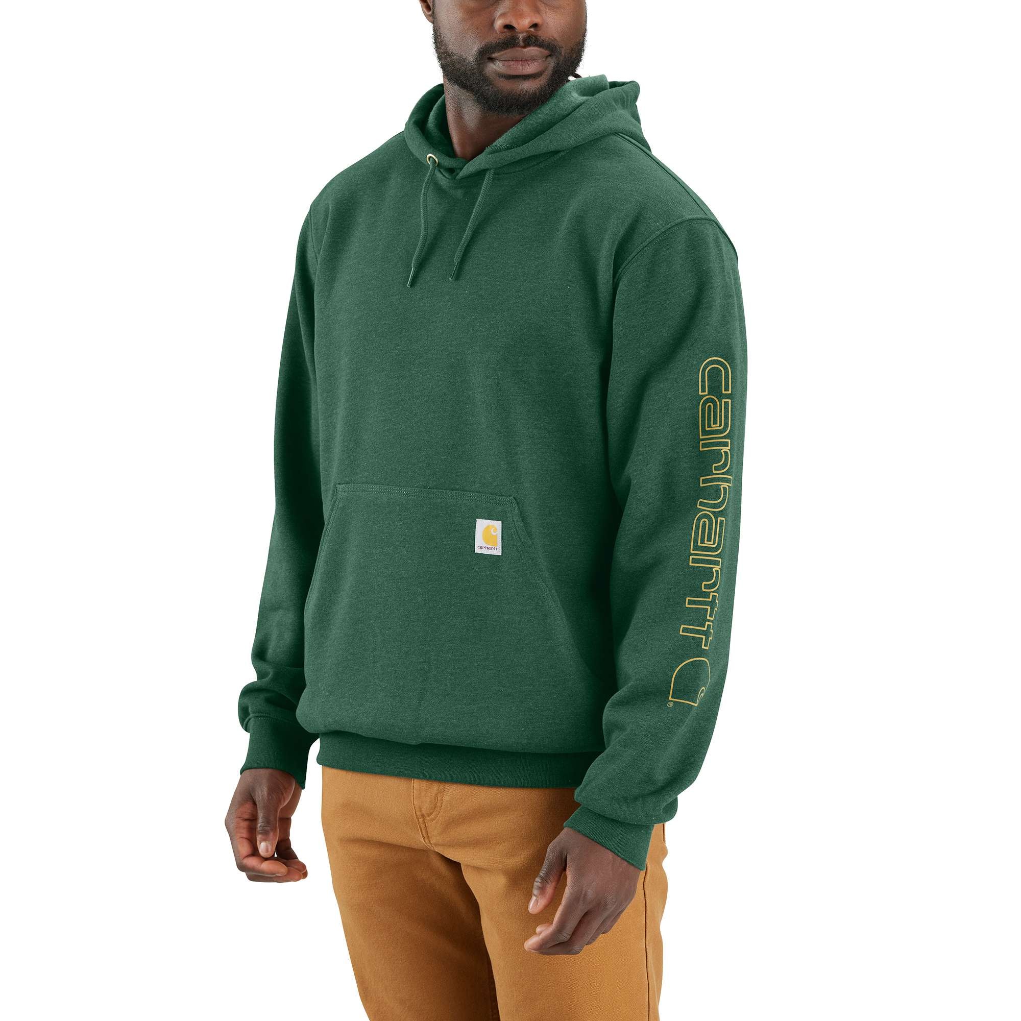 Carhartt Sleeve logo hoodie, Herr, Frosted balsam heather