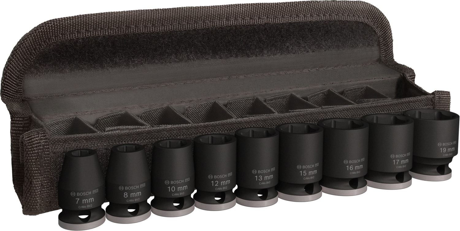 Bosch Hylsset 3/8T 7-19mm L30mm 9-pack