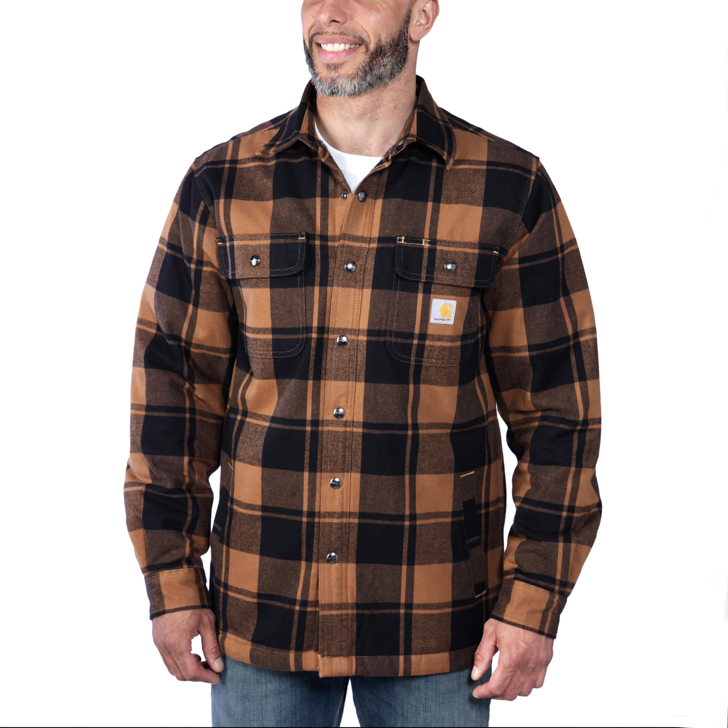 Carhartt Flannel sherpa-lined Skjortjacka, Herr, Carhartt® brown, XL -