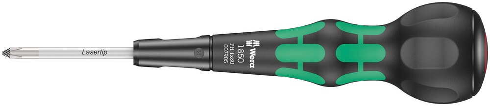 Wera 1850 PH Kraftform Ball-Grip krysspårsskruvmejsel PH 1 x 80 mm