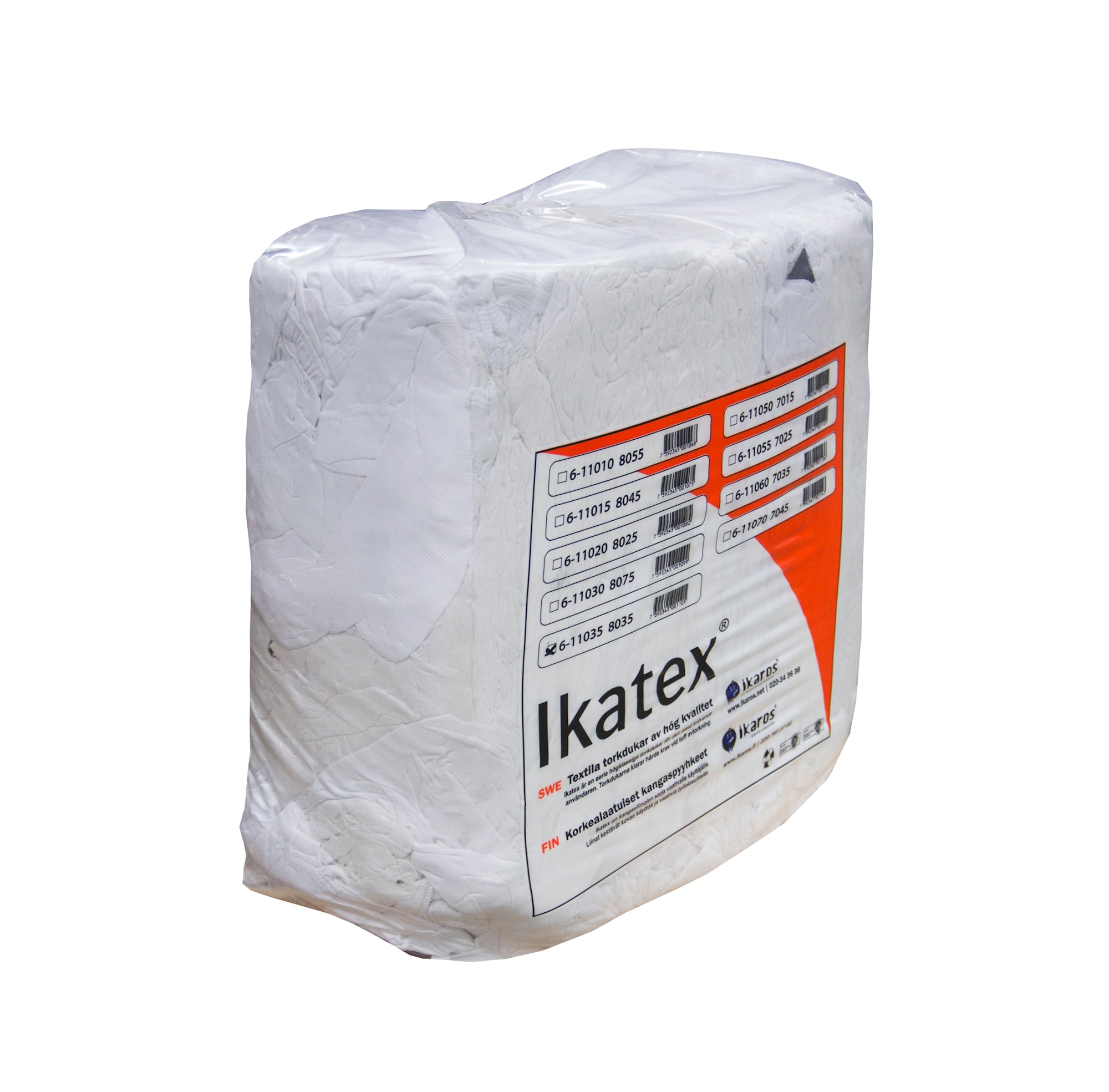 Ikaros tørkekluter i hvit bomullsjersey 10 kg