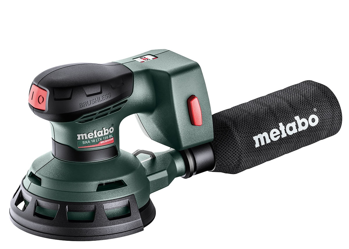 Metabo Excenterslip SXA 18 LTX 125 BL 18V med stödrondell på 125mm utan batteri & laddare i Metabox
