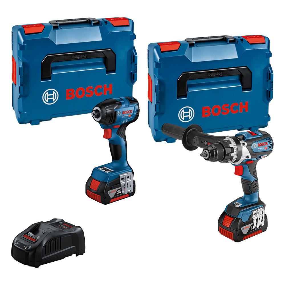 Bosch Verktygspaket GSR 18V-110C GDR 18V-210C med 2x5Ah batterier och laddare