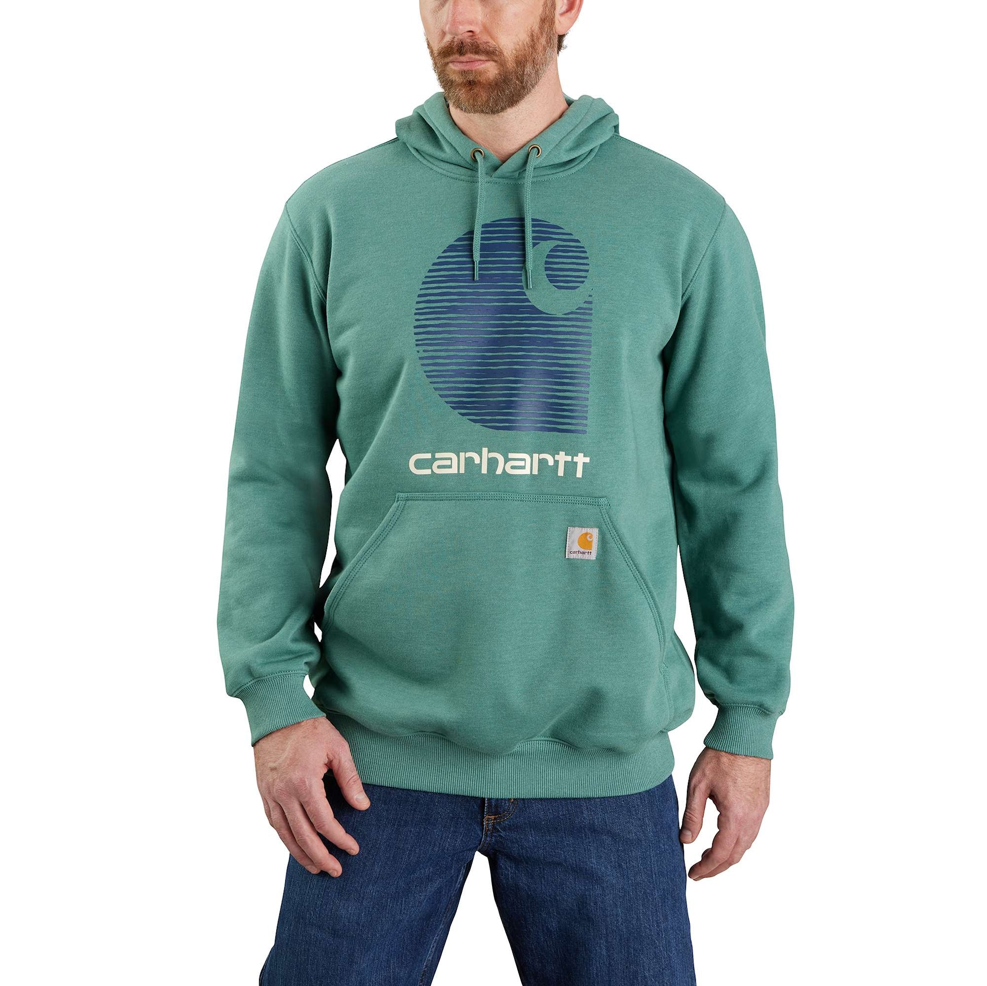 Carhartt Rain Defender Logo Hoodie Herr Slate Green Heather