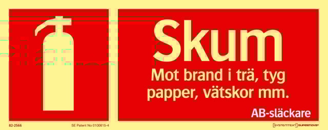 Systemtext Skylt Brand Skum AB-Släckare 250x100mm