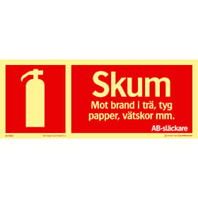 Systemtext Skylt Brand Skum AB-Släckare 250x100mm