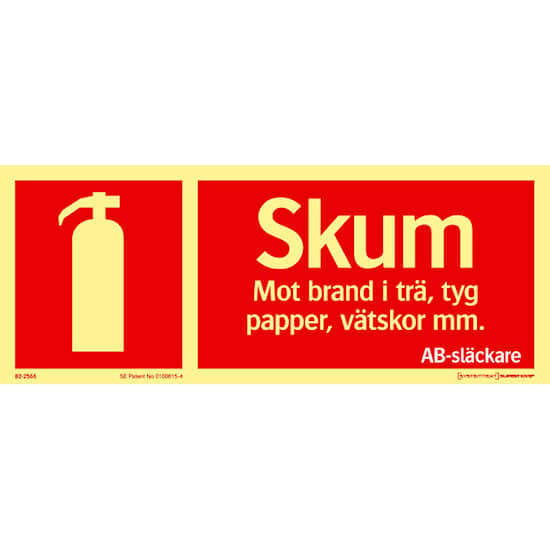 Systemtext Skylt Brand Skum AB-Släckare 250x100mm