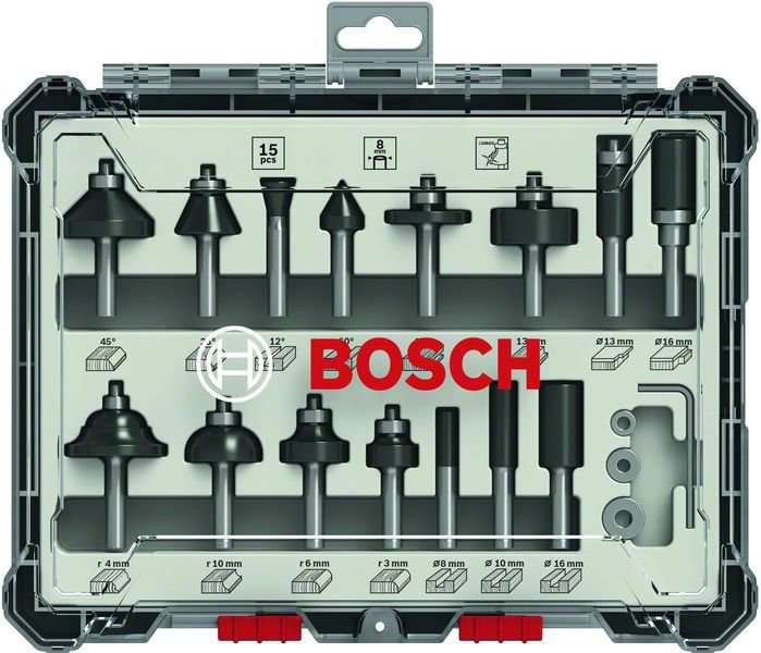 Bosch Jyrsinteräsarja HM Mix 1/4", 15-os.