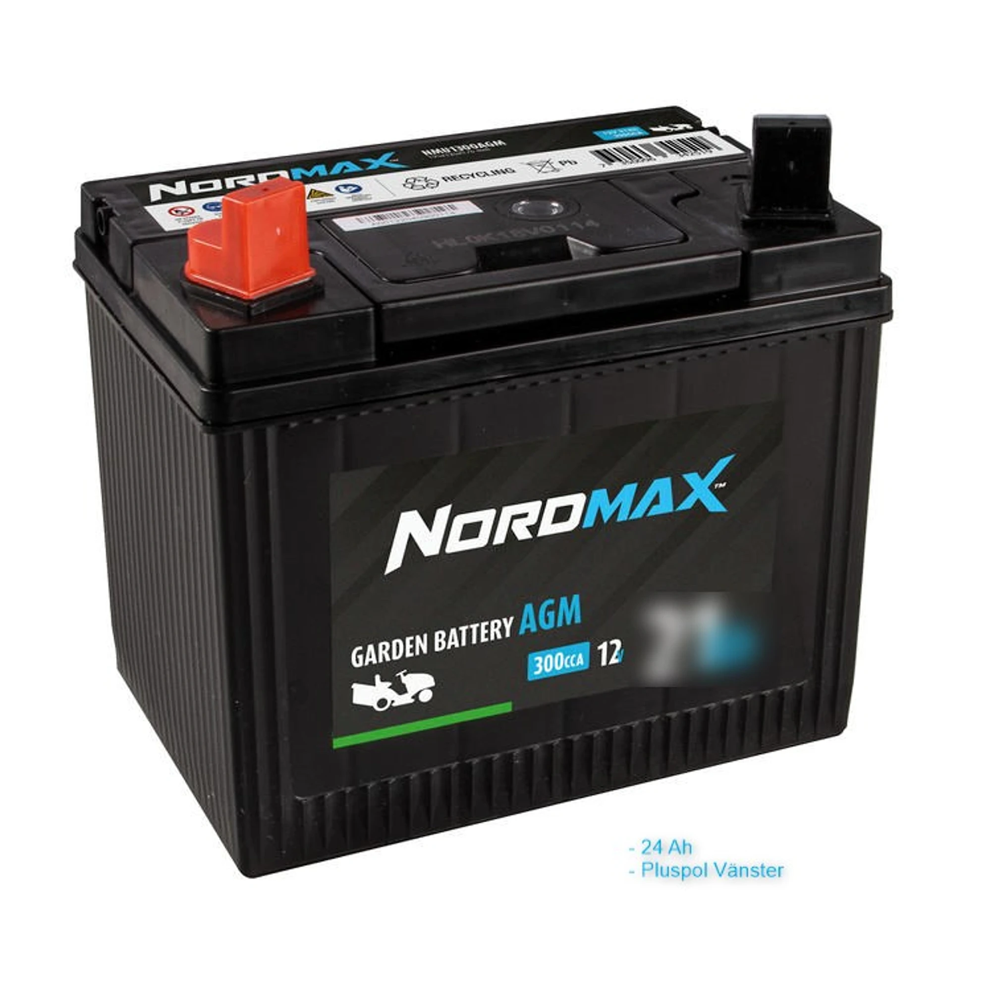 Nordmax 12V 21Ah AGM-batteri Vänster -
