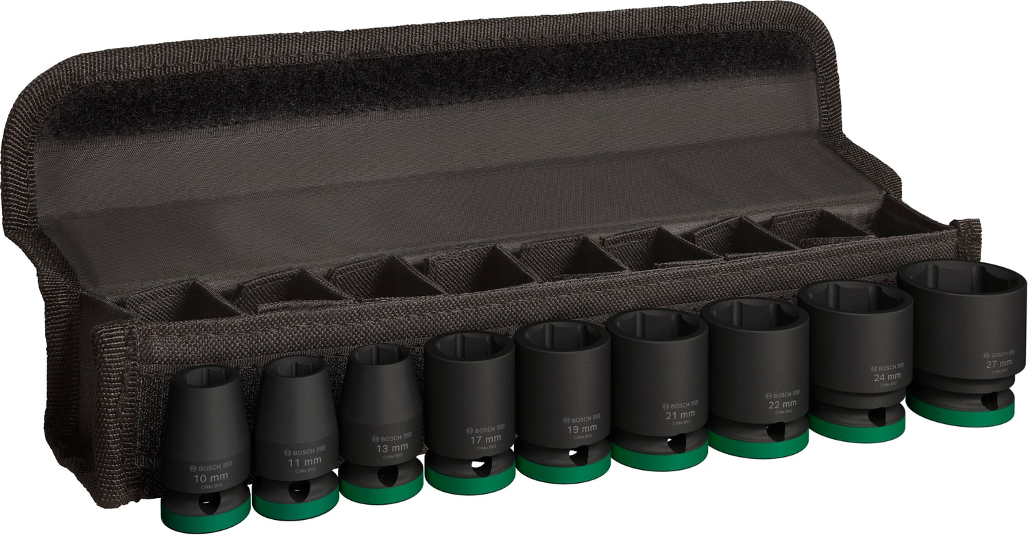 Bosch Hylsset 1/2T 10-27mm L40mm 9-pack