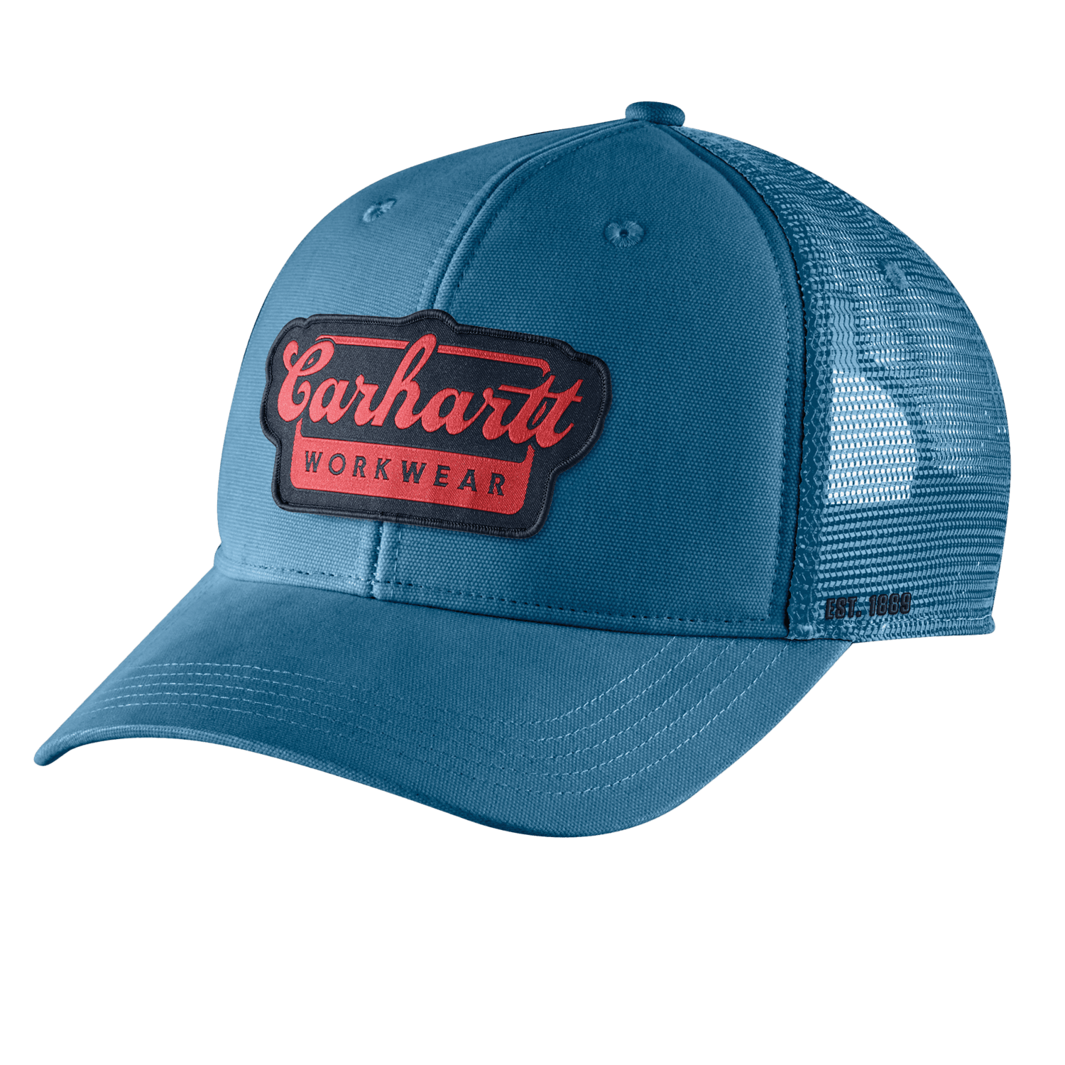 Carhartt Rugged Flex™ Twill Mesh-Back Script Patch Keps Herr Dark Tranquil Blue