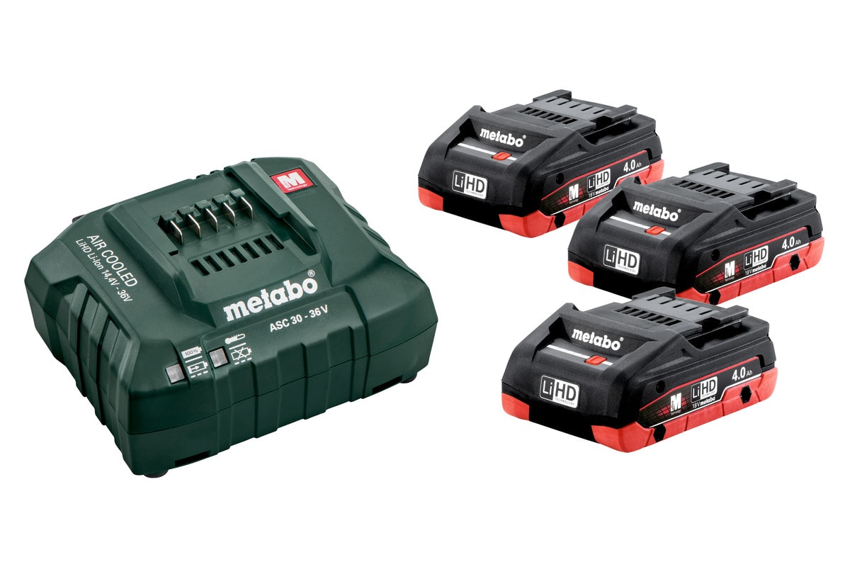 Metabo Batteri & laddare 18V 3x4,0 Ah LiHD + ASC 30-36 V