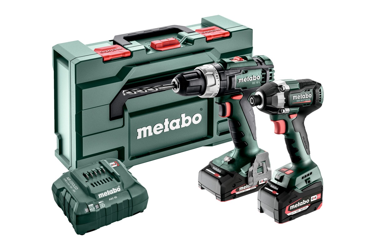 Metabo Verktygspaket Combo Set 2.8.2 18V med 2 st 2,0Ah 4,0Ah batterier & laddare ASC 55