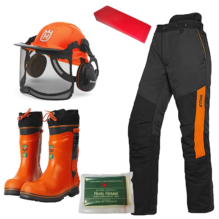 Huggarpaket med byxor, stövlar, hjälm och mera!