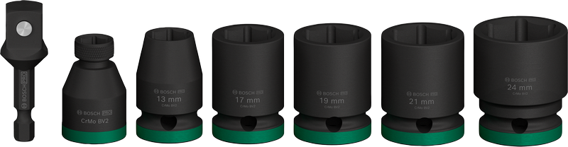 Bosch Hylssats med adapter Impact 1/2" 7 delar