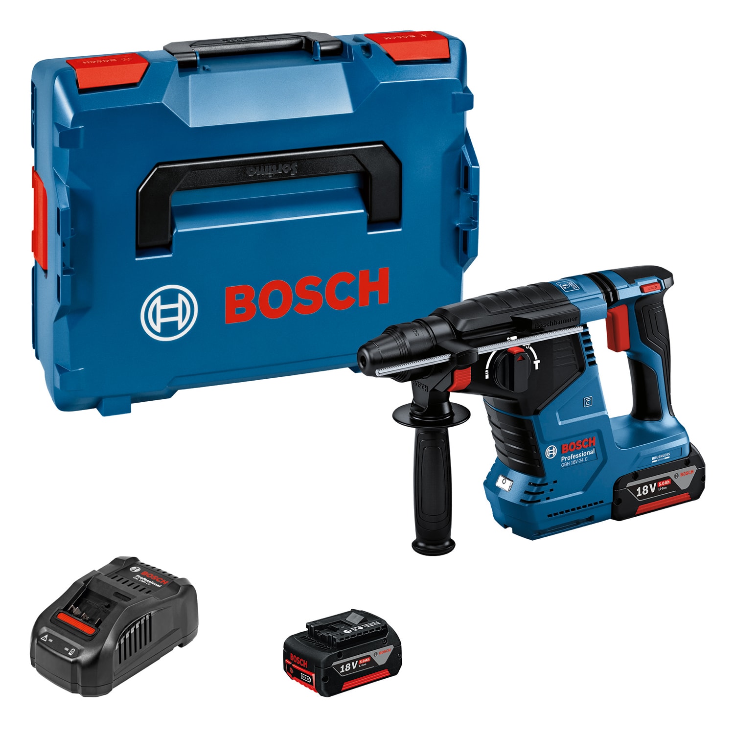 Bosch Borrhammare GBH 18V-24 C med 2x5Ah batterier och laddare i L-Boxx