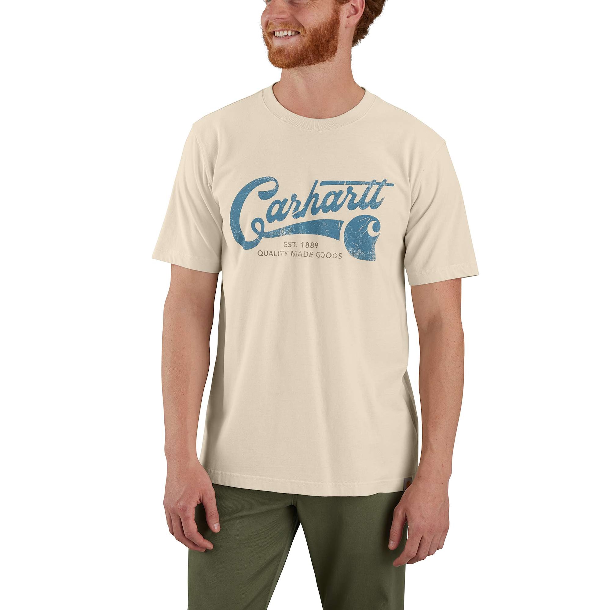Carhartt S/s script graphic T-shirt, Herr, Oat milk