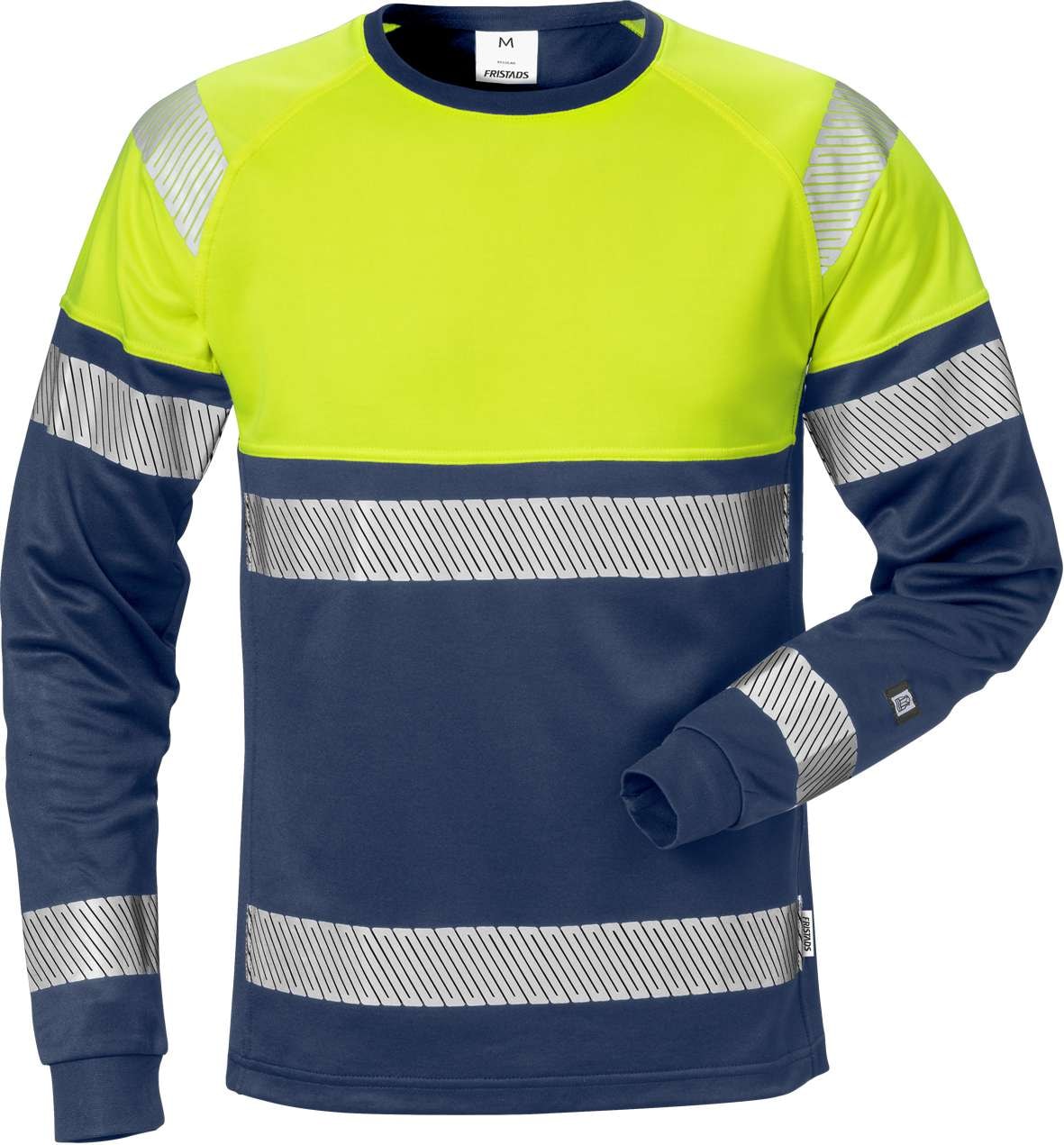 Fristads Langermet t-skjorte høy synlighet, klasse 1 7519 THV Hi-Vis Gul / Marineblå 4XL
