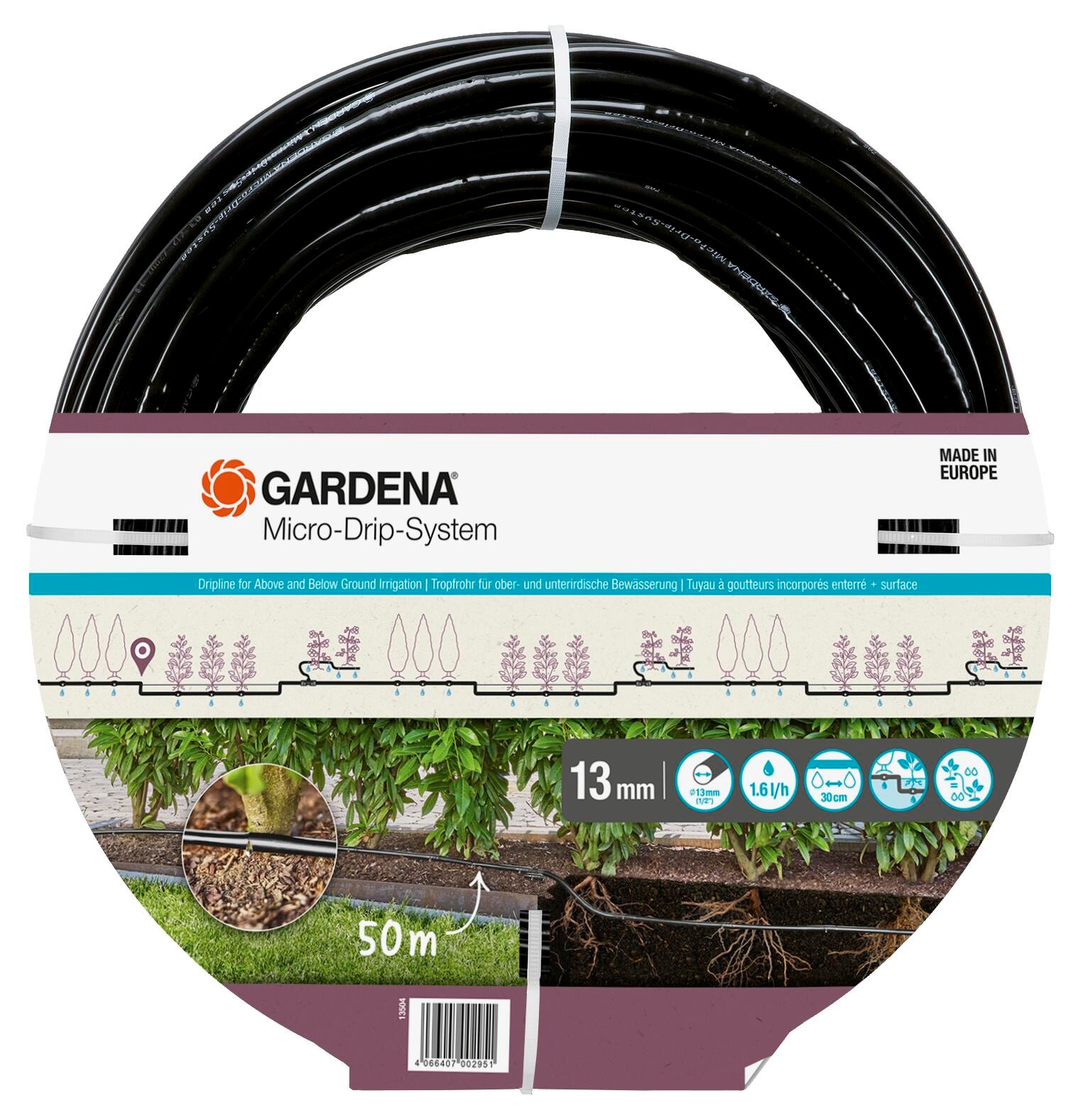Gardena Droppslang ovan och under jord 50m