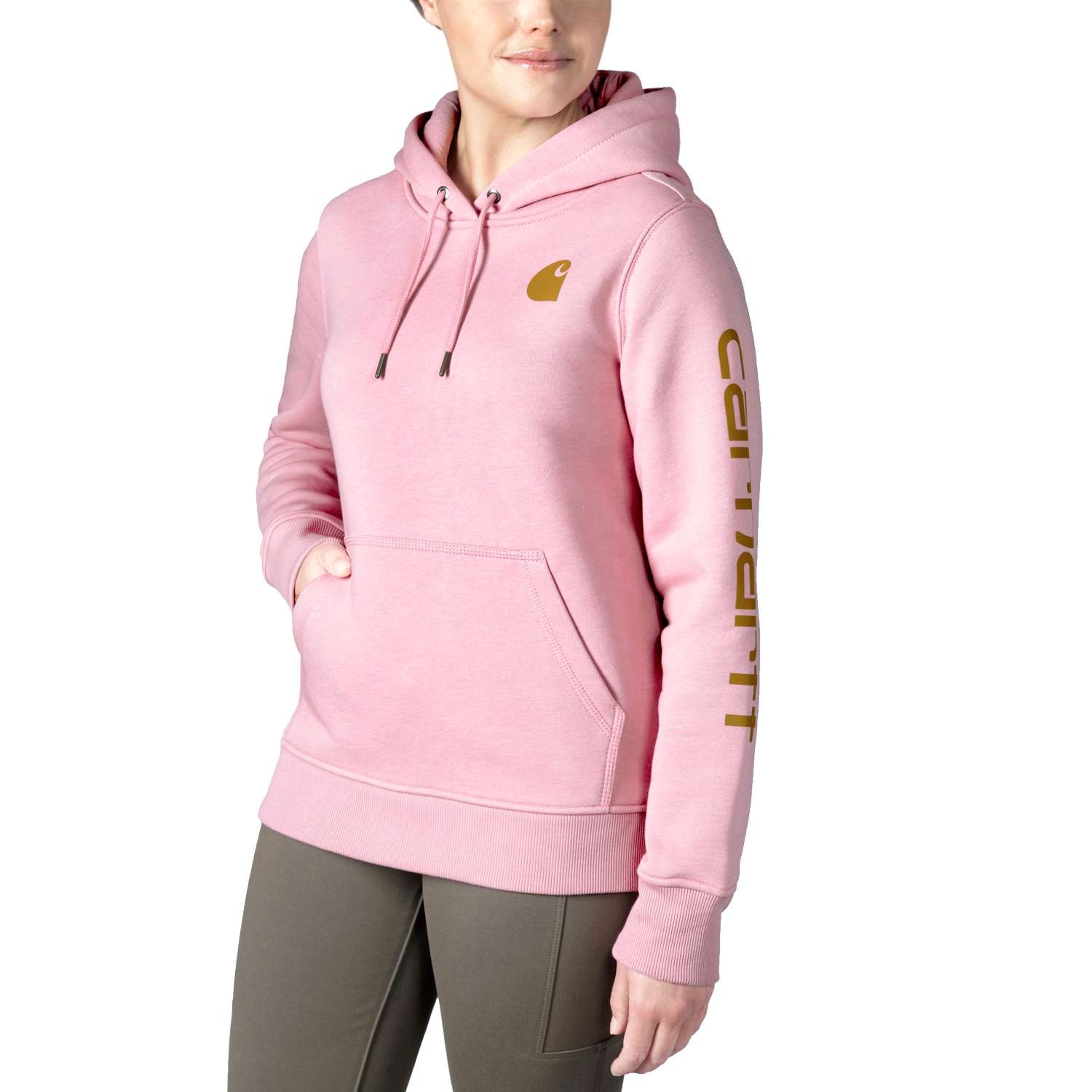 Carhartt logo sleeve graphic tröja, Dam, Foxglove heather