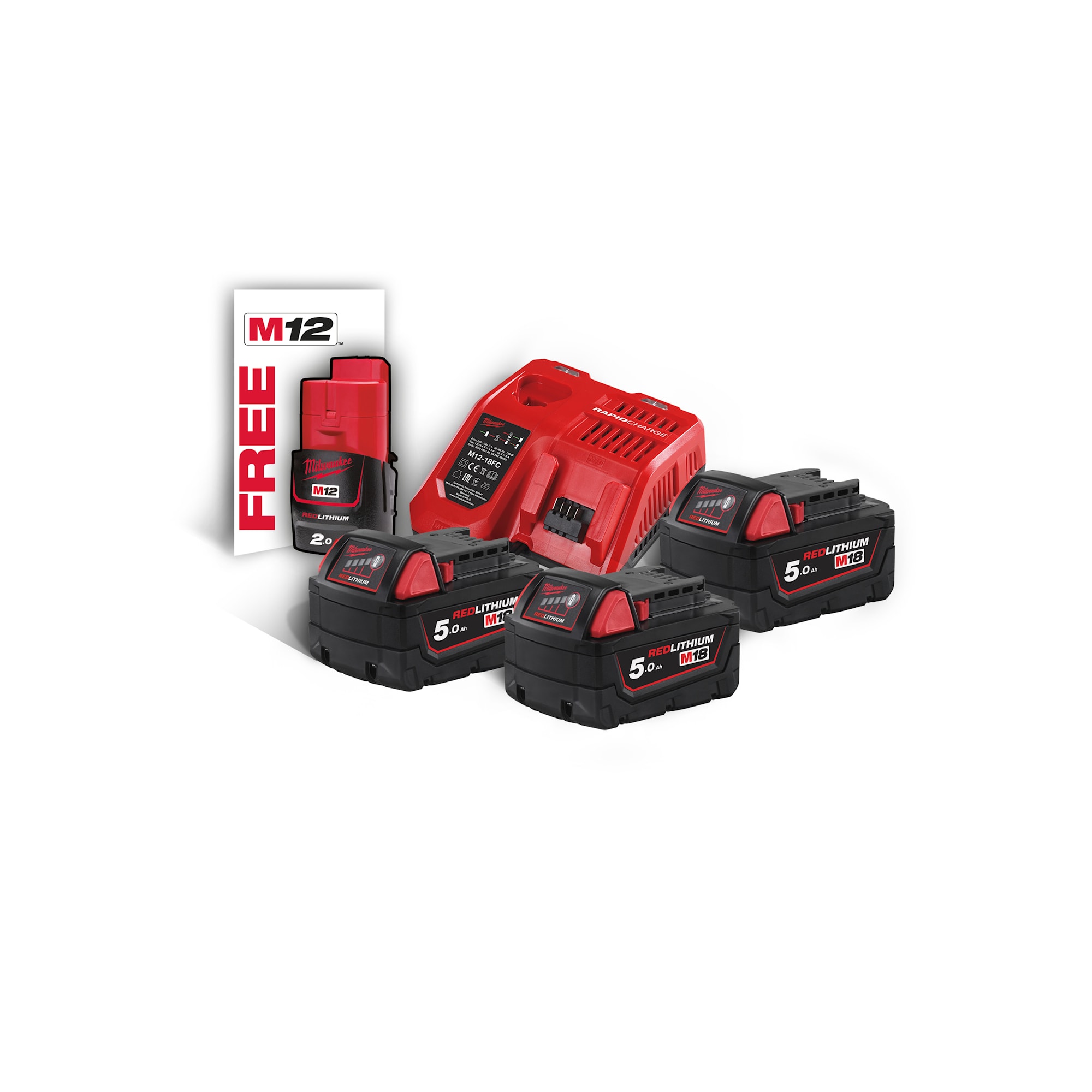 Milwaukee Batteri 5,0 ah & Snabbladdare M18 NRG-503