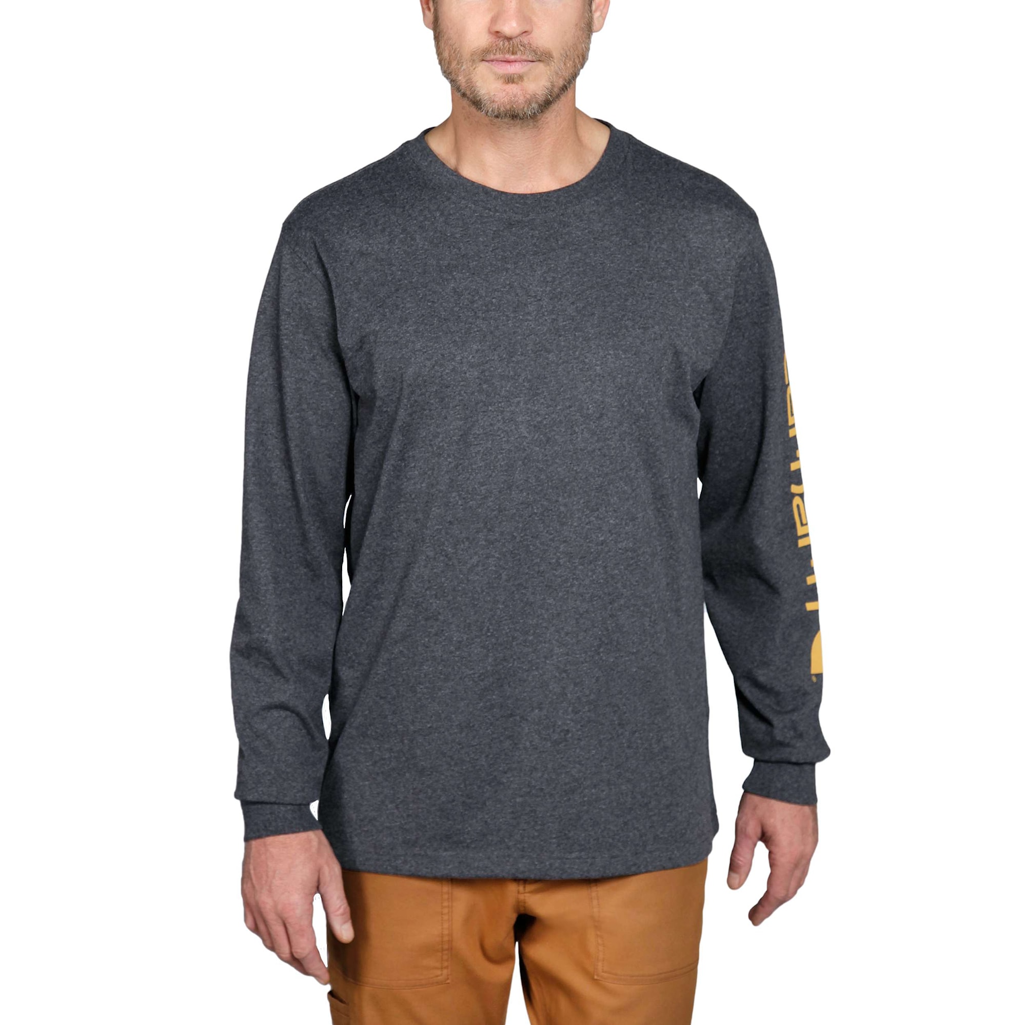 Carhartt Sleeve logo l/s T-shirt , Herr, Carbon heather