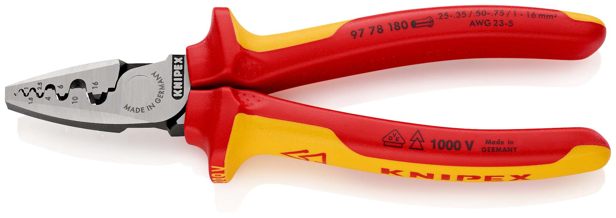 Knipex Presstång 9778180 VDE 180mm 0,25-16mm², för ändhylsor