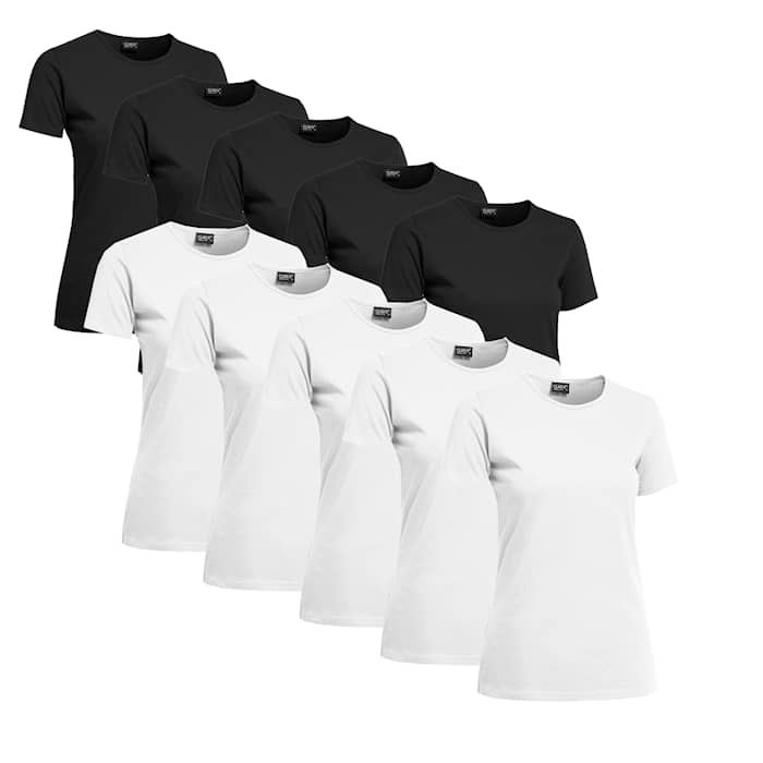 Clique T-paita naisille 10-pakkaus musta/valkoinen