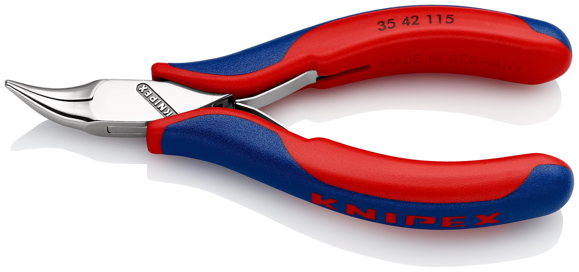 Knipex Elektroniktång 3542115 115mm, flata, runda, vinklade 45gr käftar, slät gripyta