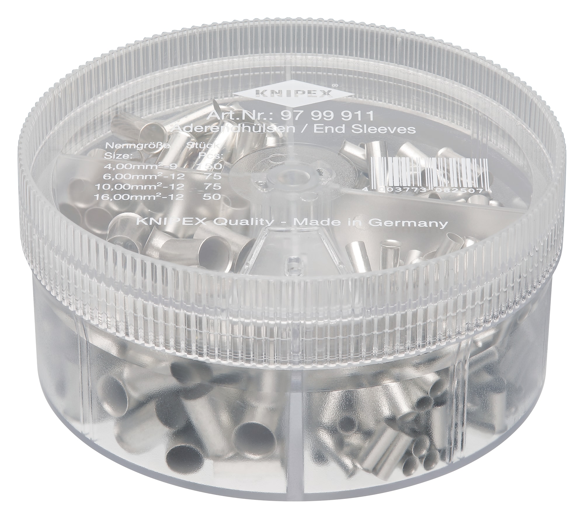 Knipex Ändhylssortiment oisolerade, 4,00-16,00mm², 350 delar, 9799911