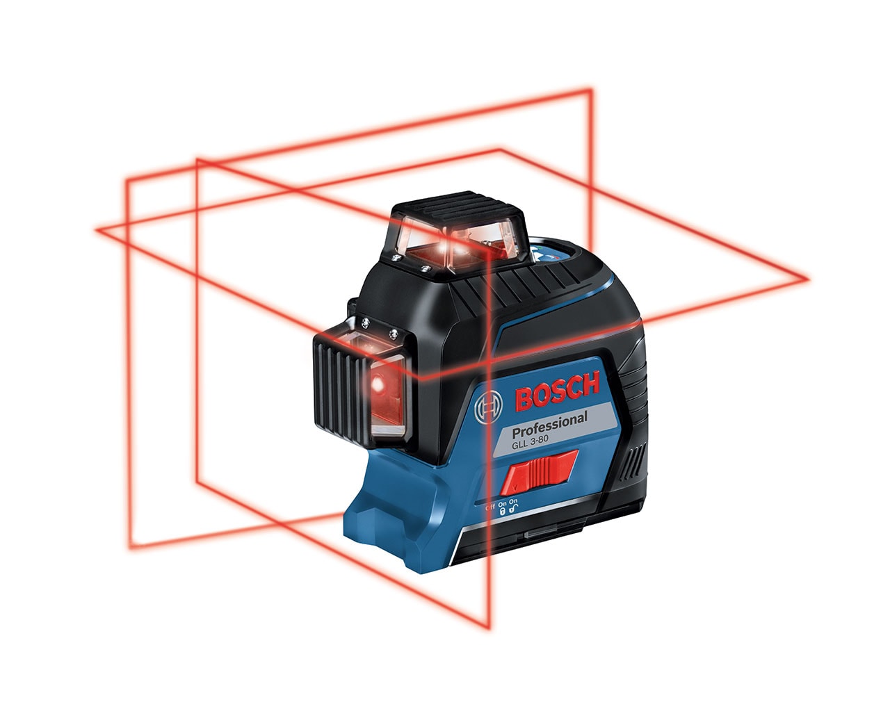 Bosch Linjelaser GLL 3-80 Professional i transportkoffert med 4 batterier (AA), lasermålplate