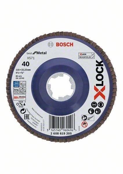 Bosch X-LOCK-lamellilaikka X571 Best for Metal, suora, muovitausta, 115 x 22,23 mm