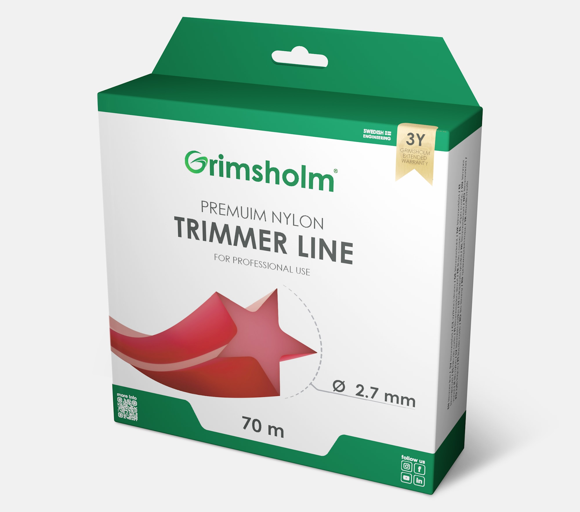 Grimsholm Trimmertråd Stjärna Röd 2,7mm 70m