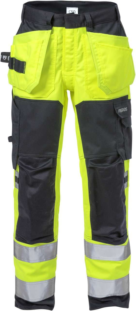 Fristads Flamestat håndverkerbukser høy synlighet i stretch, klasse 2 2167 ATHF Hi-Vis Gul / Marineblå C46