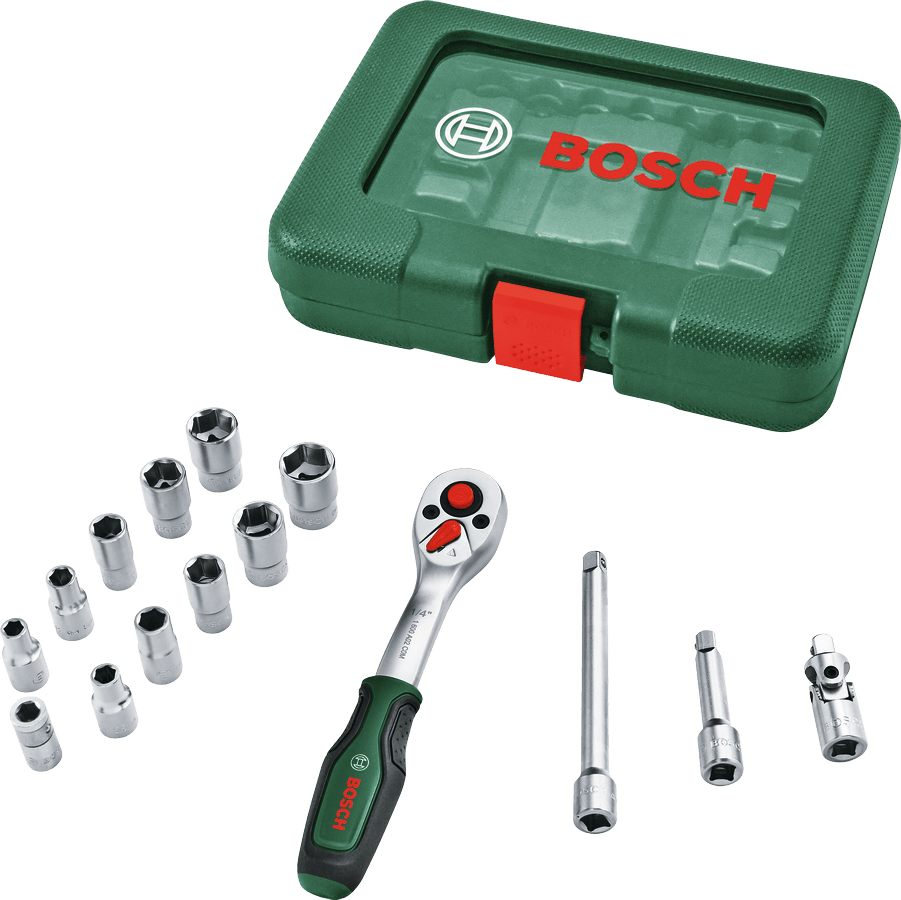 Bosch Hylsnyckelsats Grön 1/4T 15 Delar