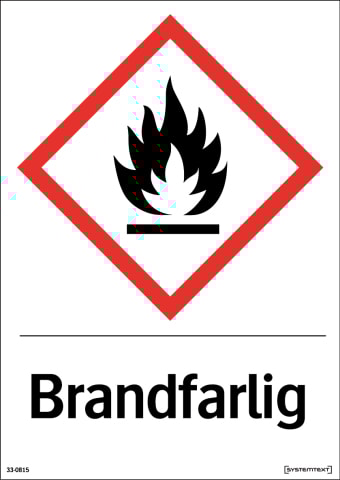 Systemtext Skylt Brandfarligt 148x210mm Dekal