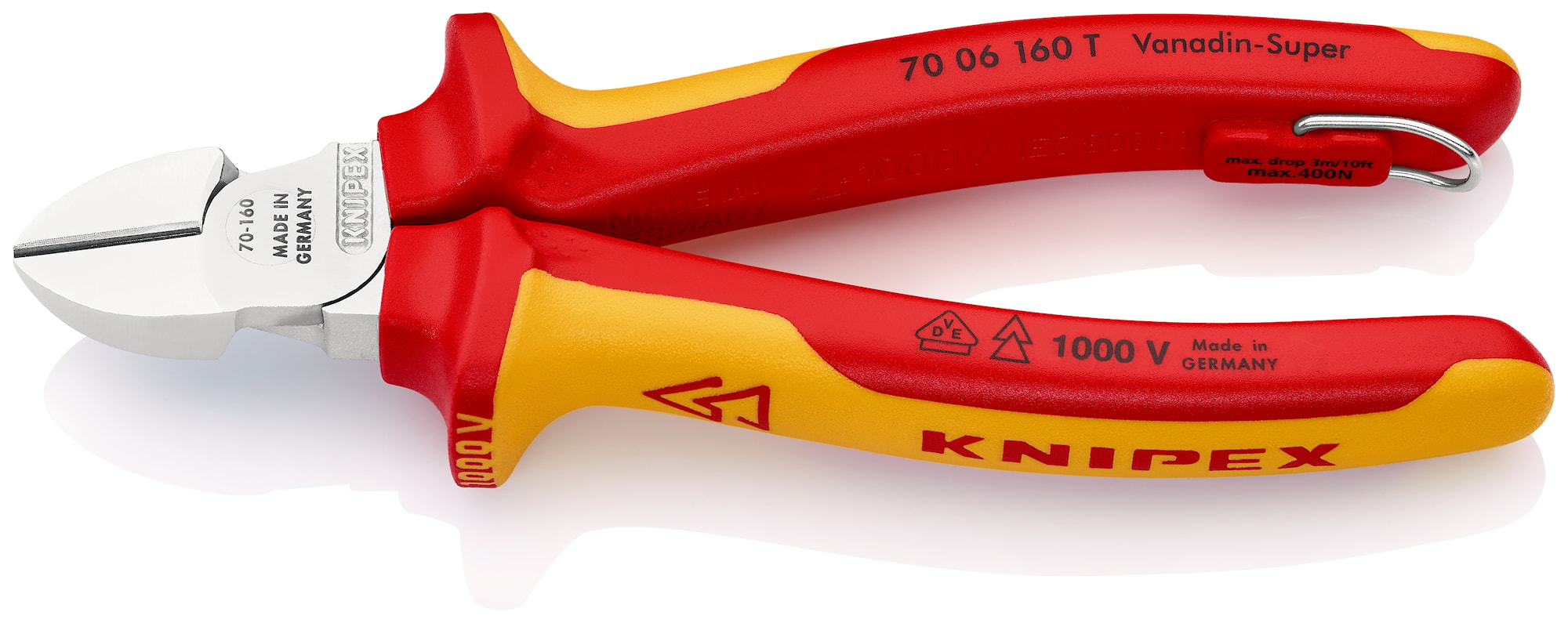 Knipex Sidavbitare 7006160T 160mm VDE, max. 3,0mm, kromad