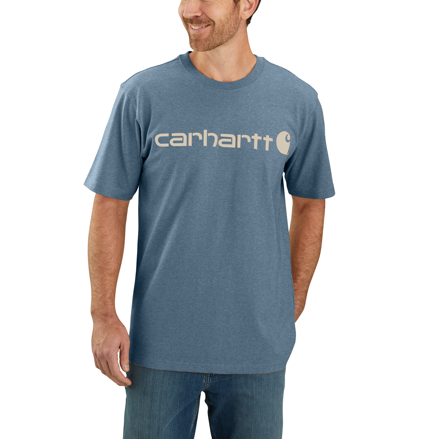 Carhartt Core logo T-shirt s/s, Herr, Thundercloud heather, XL -
