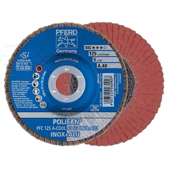 Pferd Lamellrondell Polifan 125x22,23mm A-COOL 40 SG Inox + Alu, konisk