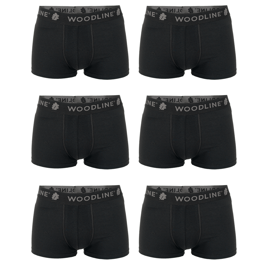 Woodline-boksershortsit, musta, 6 kpl:n pakkaus
