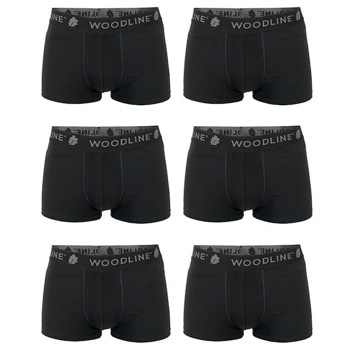 Woodline-boksershortsit, musta, 6 kpl:n pakkaus