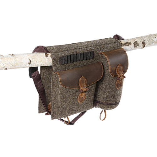 Jakttornsväska av ullfilt med läderdetaljer