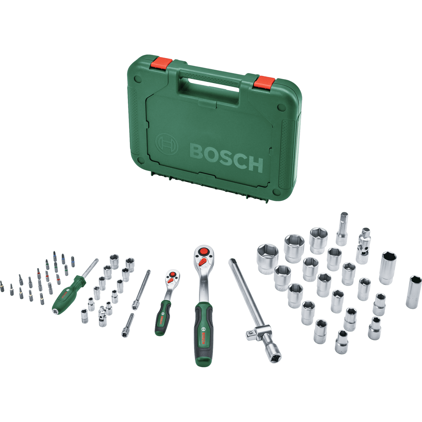 Bosch Hylsnyckelsats Grön 1/4T & 1/2T 60 Delar