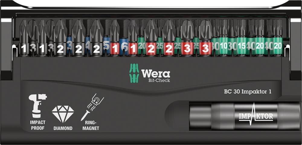 Wera Bitssett Impaktor Ph, Pz, Hexagon, Tx 30 stk